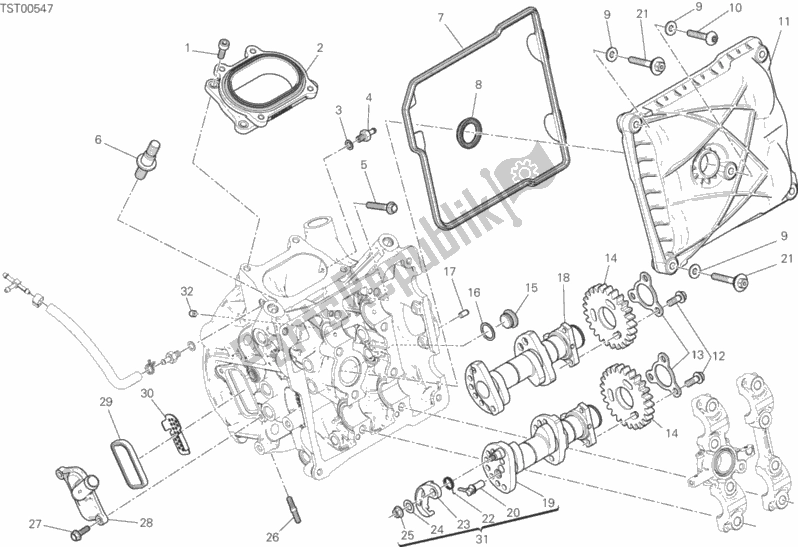All parts for the Testa Orizzontale - Distribuzione of the Ducati Superbike 1299S ABS USA 2016